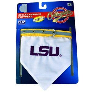 NCAA Medium Pet Reflective Bandana Dog Collar Louisiana State University LSU